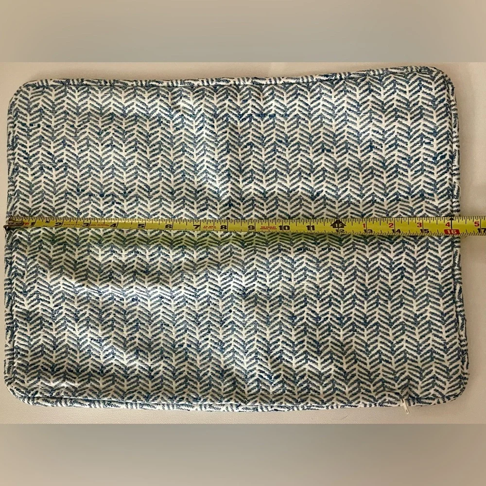 Pillow Cover Chevron Blue White Custom Made Approx. 16” x 12” Decorator Fabric